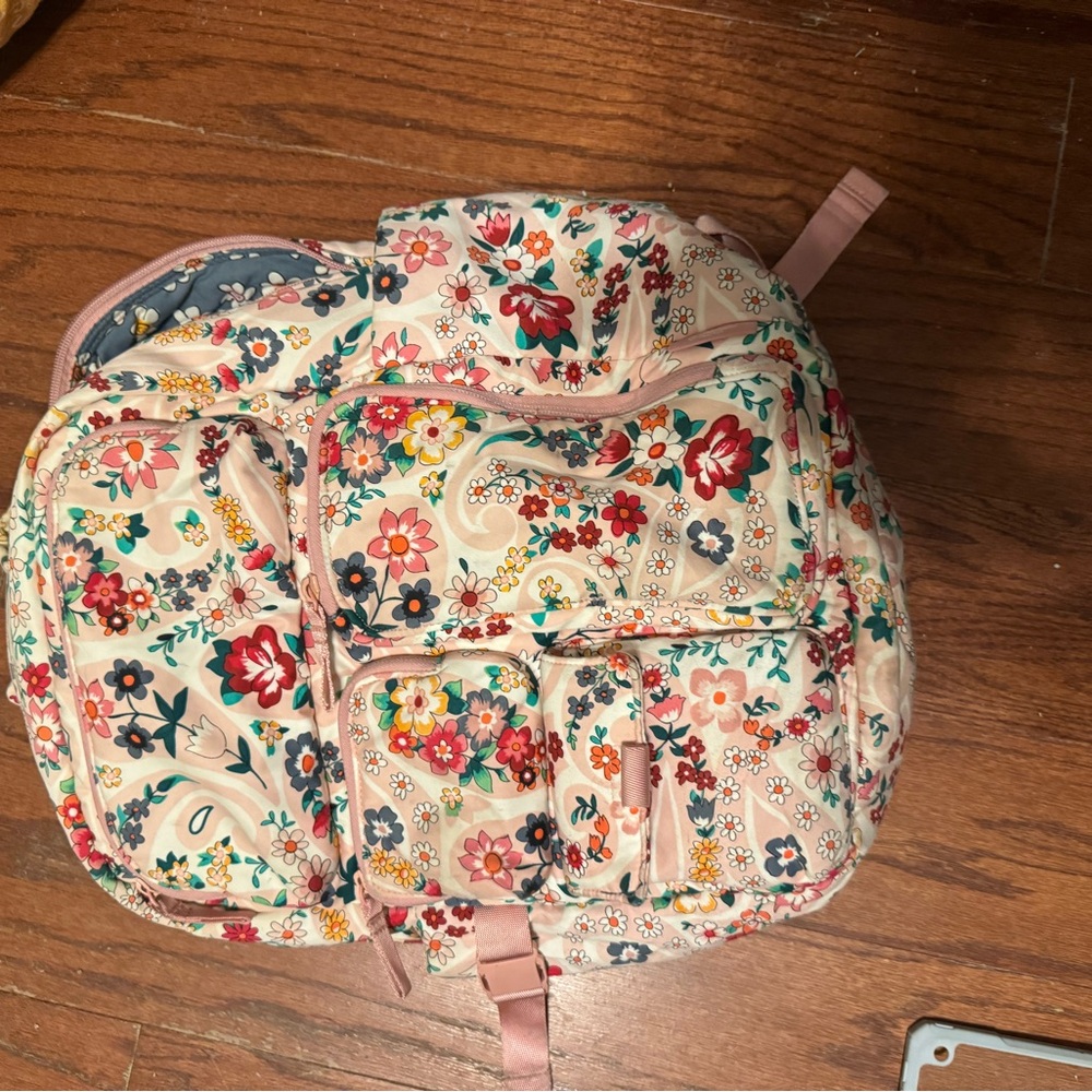 Vera Bradley Floral Backpack - Pink and Cream